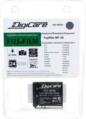 Аккумулятор DigiCare PLF-NP50 / NP-50 для X20, X10, XF1, XP200, F900EXR, F850EXR и Pentax Q, Q7, Q10 фото