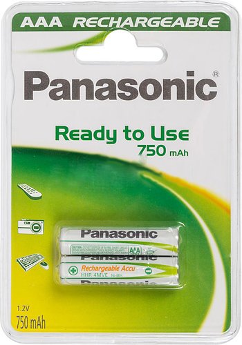 Аккумуляторы Panasonic HHR-4MVE/2BC AAA Ni-Mh Ready to use в блистере 2шт 750мАч фото