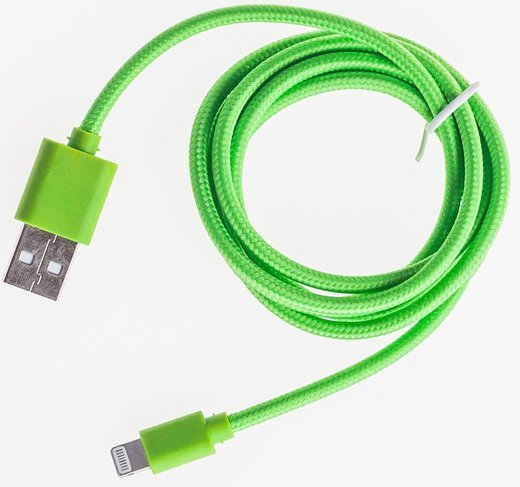 Кабель Prolike USB - 8 pin нейлоновая оплетка, 1,2 м, зеленый ( Lightning ) фото