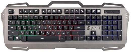 Клавиатура Oklick 747G серый/черный USB Multimedia for gamer LED фото