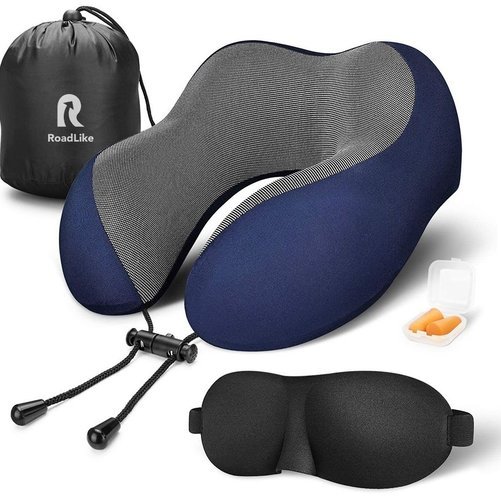 Подушка для путешествий RoadLike Travel Kit с эффектом памяти, синий фото
