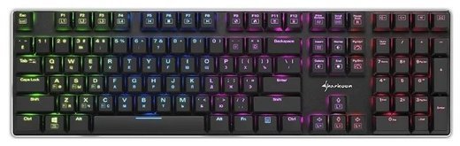 Игровая клавиатура Sharkoon PureWriter RGB (slim, Kailh Blue switches, RGB подсветка, USB) фото