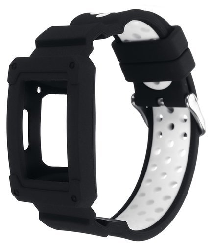 Защитный ремешок для фитнес-браслета Fitbit Charge 3, черный с белым фото