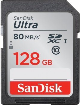 Карта памяти SanDisk SDXC Ultra Class 10 UHS-I U1 (80/10MB/s) 128GB фото