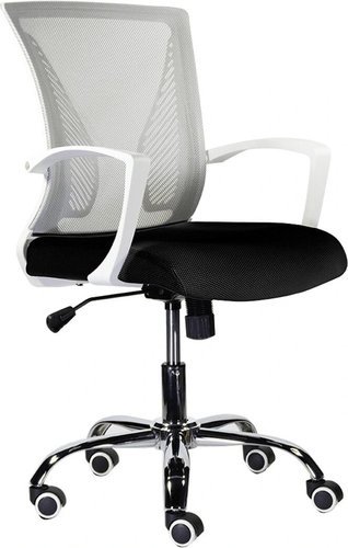 Кресло BRABIX Wings MG-306, пластик белый, хром, сетка, серое/черное, 532010 фото