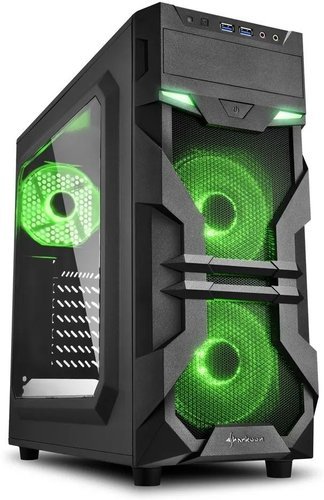 Компьютерный корпус Sharkoon VG7-W Green led, черный фото