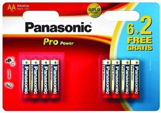 Батарейки Panasonic LR6XEG/8B2F AA щелочные Pro Power promo pack в блистере 8шт фото