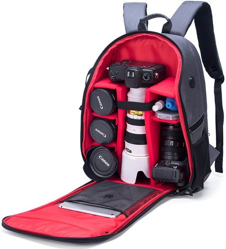 Рюкзак для DSLR камера для 15,6-17 дюймов ноутбук, серый + красный фото