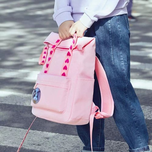 Рюкзак школьный Xiaomi Youpin со светоотражающими полосками, розовый фото