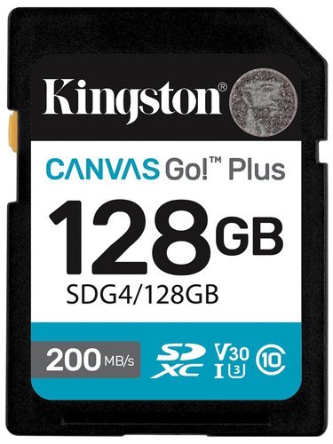 Карта памяти Kingston SDXC Canvas Go Plus Class 10 UHS-I U3 V30 (200/160MB/s) 128GB фото