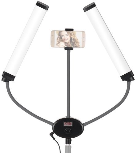 Двойная LED лампа FX-480II с держателем для смартфона, UK штекер фото