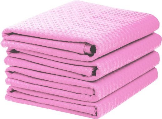 Комплект полотенец вафельных Home One 45х70 (4шт), розовый фото