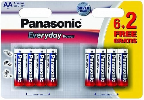 Батарейки Panasonic LR6REE/8B AA щелочные Everyday Power multi pack в блистере 8шт фото