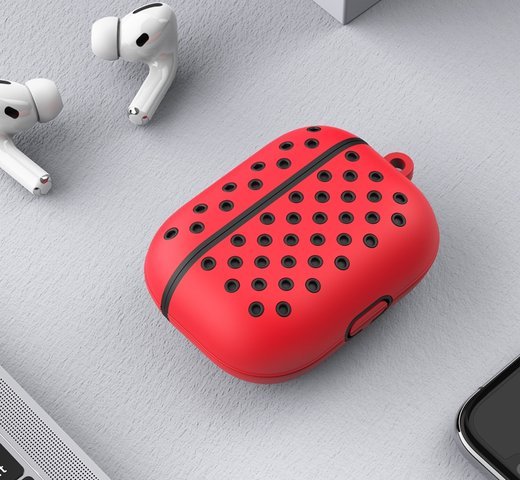 Чехол Bakeey Dual Colour силиконовый, для Apple Airpods 3 / Airpods Pro 2019, красный фото