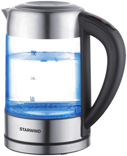 Чайник Starwind SKG5213 1.7л. 2200Вт черный/серебристый (стекло) фото