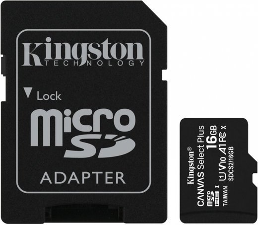 Карта памяти Kingston microSDHC Canvas Select Plus Class 10 UHS-I U1 (100/10MB/s) 16GB + ADP фото