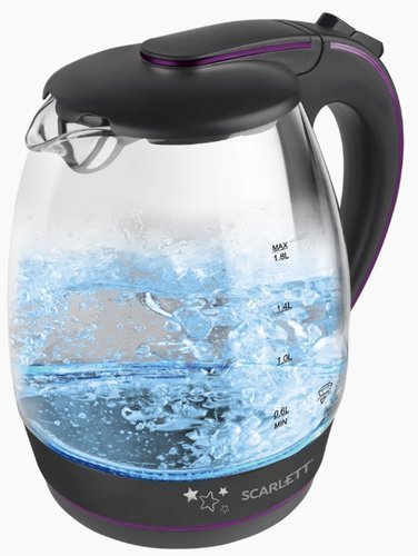 Чайник Scarlett SC-EK27G59 1.8л. 2200Вт черный/фиолетовый (стекло) фото