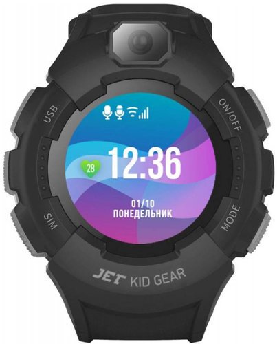 Смарт-часы Jet Kid Gear 50мм 1.44" TFT черный (GEAR GREY+BLACK) фото