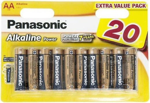 Батарейки Panasonic LR6REB/20BW AA щелочные Alkaline power multi pack в блистере 20шт фото