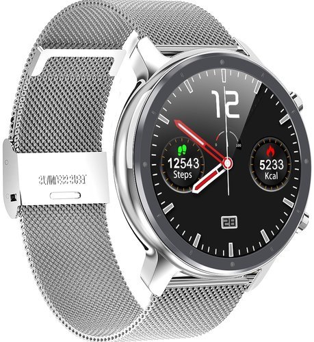 Умные часы Microwear L11, стальной ремешок, серебристый фото