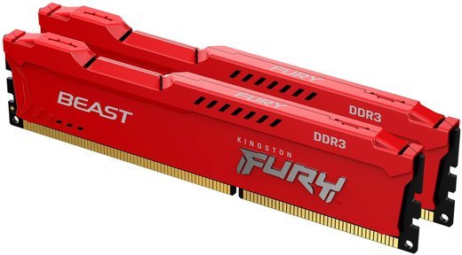 Память оперативная DDR3 16Gb (2x8Gb) Kingston Fury Beast Red 1600MHz CL10 (KF316C10BRK2/16) фото