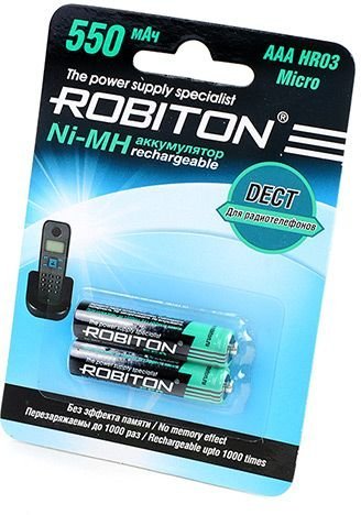 Аккумулятор ROBITON R03 (AAA) Ni-MH 550mAh DECT блистер 2 шт фото
