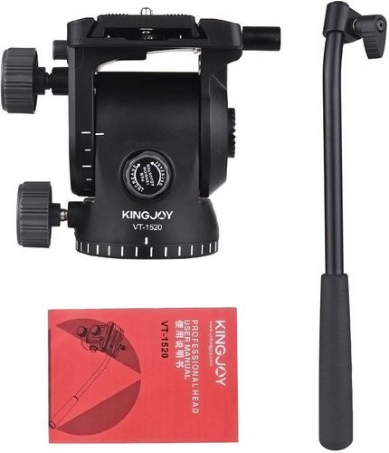 Гидравлическая штативная головка KINGJOY 360 градусов 1/4 и 3/8 дюйма винт с ручкой для DSLR для Canon Nikon Sony до 3кг фото