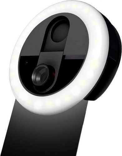 Кольцевая лампа 3-в-1 3 уровня яркости 0.63X широкоугольный 5х макрообъектив Совместимость с iPhone 11 - X - 8-7, черный фото