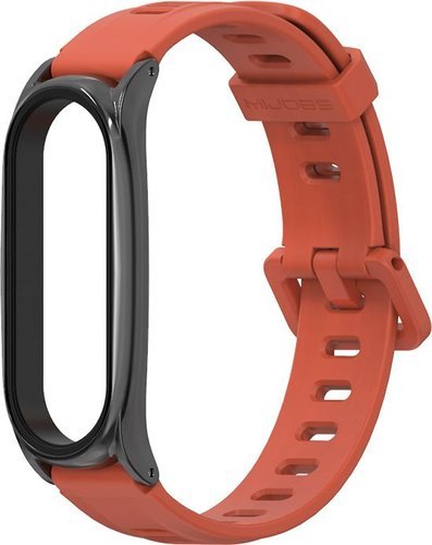 Силиконовый ремешок Mijobs для фитнес-браслета Xiaomi Mi Band 3/4/5, оранжевый фото