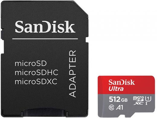 Карта памяти SanDisk microSDXC Ultra Class 10 UHS-I U1 (100/10MB/s) 512GB + ADP фото