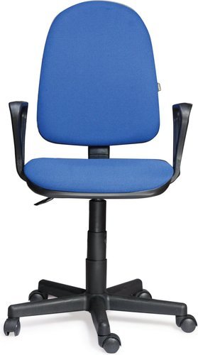 Кресло Престиж, регулируемая спинка, с подлокотниками, черно-синее, В-12 фото