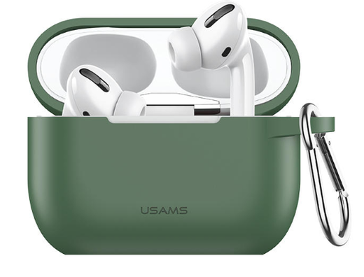 Чехол USAMS US-BH568 для хранения наушников Apple Airpods 3 / Airpods Pro, с брелоком, зеленый фото