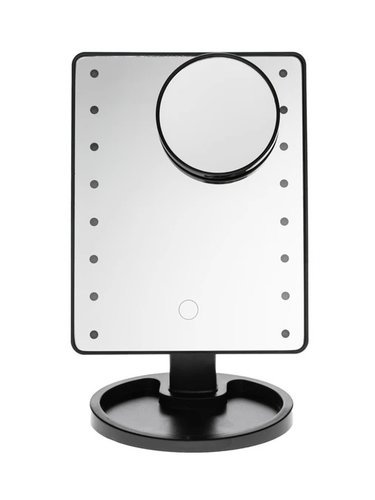 Зеркало косметическое CleverCare 16 LED, с дополнительным съемным зеркалом, цвет черный фото