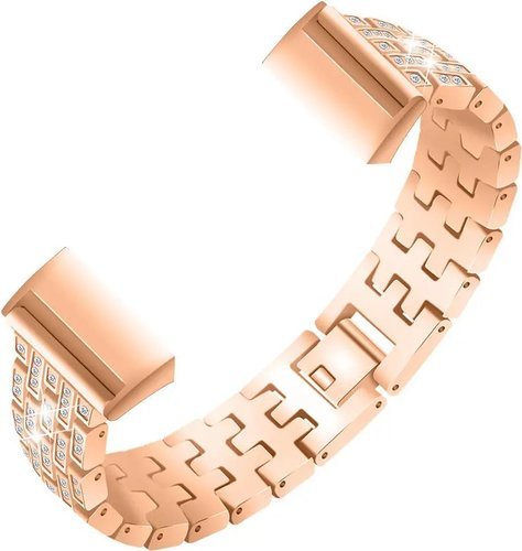 Ремешок Bakeey с бриллиантами для Fitbit Charge 3, розово-золотой фото