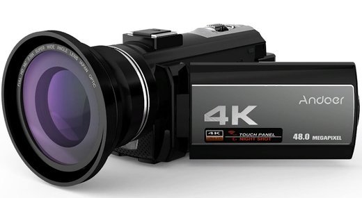 Видеокамера Цифровая Andoer Portable 4K 48MP WiFi, с объективом фото