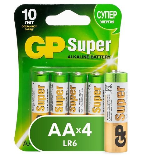 Батарейка щелочная GP LR6 (AA) Super Alkaline 1.5В блистер 4 шт фото