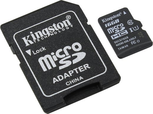 Карта памяти Kingston microSDHC Canvas Select Class 10 UHS-I U1 (80/10MB/s) 16Gb + ADP фото