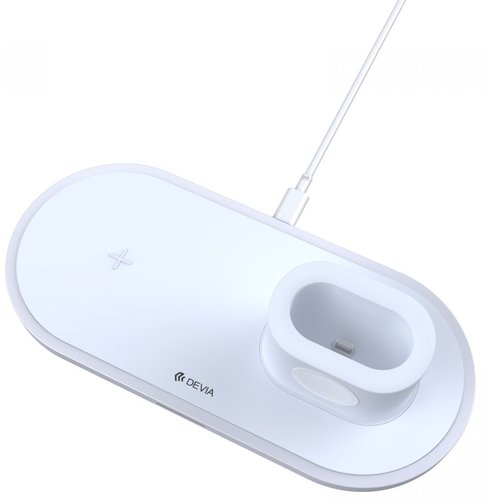 Беспроводное зарядное устройство Devia 3 в1 V3 (для смартфона, умных часов Apple Watch и зарядного кейса AirPods), белый фото