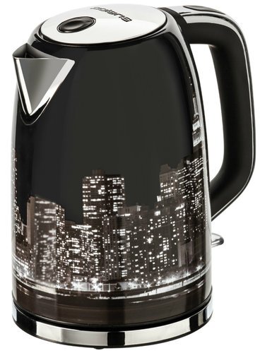 Чайник Polaris PWK 1762CA City 1.7л. 2200Вт черный/рисунок (нержавеющая сталь) фото