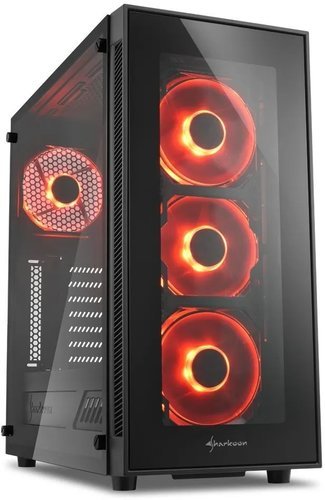 Компьютерный корпус Sharkoon TG5 Red led, черный фото