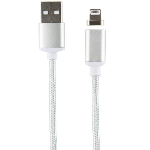 Дата-кабель Red Line Магнитный USB - 8 - pin для Apple, нейлоновая оплетка, серебристый фото
