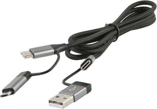 Дата-Кабель Red Line 4в1 (USB -Type-C, Type-C - Type-C, Micro-USB - Type-C, Micro-USB - USB), черный фото
