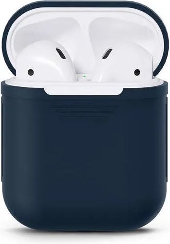 Противоударный силиконовый чехол для Apple Airpods, темно-синий фото