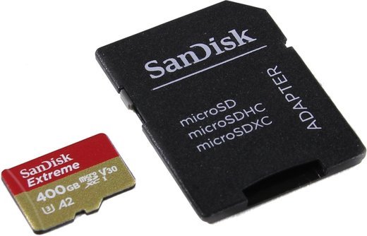 Карта памяти SanDisk microSDXC Extreme Class 10 UHS-I U3 (160/90MB/s) 400GB + ADP фото
