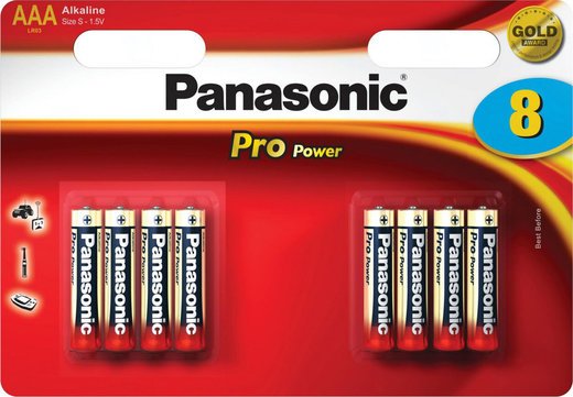 Батарейки Panasonic LR03XEG/8BW AAA щелочные Pro Power multi pack в блистере 8шт фото
