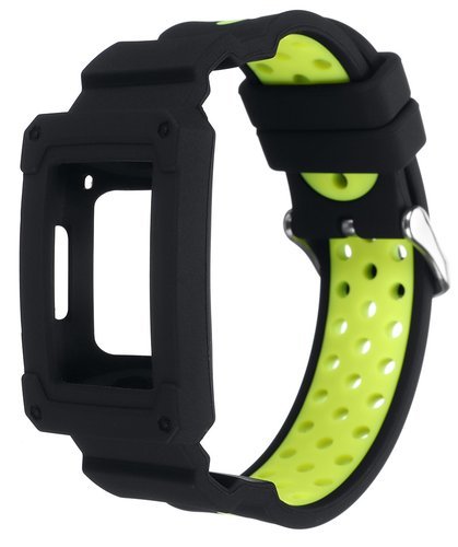 Защитный ремешок для фитнес-браслета Fitbit Charge 3 черный с зеленым фото