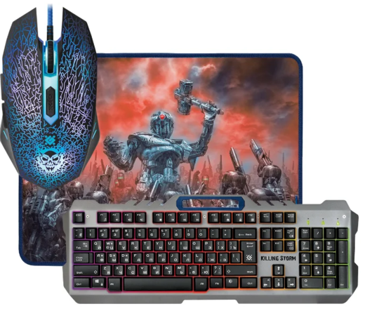 Игровой набор Defender Killing Storm MKP-013L RU, мышь+клавиатура+ковер фото
