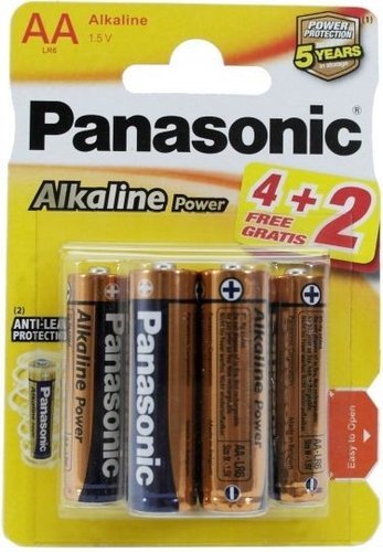 Батарейки Panasonic LR6REB/6B2F AA щелочные Alkaline power promo pack в блистере 6шт фото