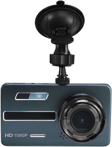 Видеорегистратор с камерами переднего, заднего вида, дисплей 4", черный фото