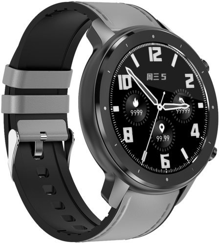 Умные часы Bakeey T30, кожаный ремешок, черный фото